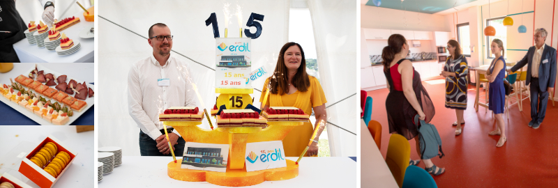 15 years ERDIL birthday event: Birthday cake and guided tour (Photomontage)